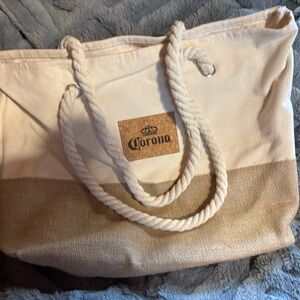Corona Canvas Tote Bag - Cream and Tan